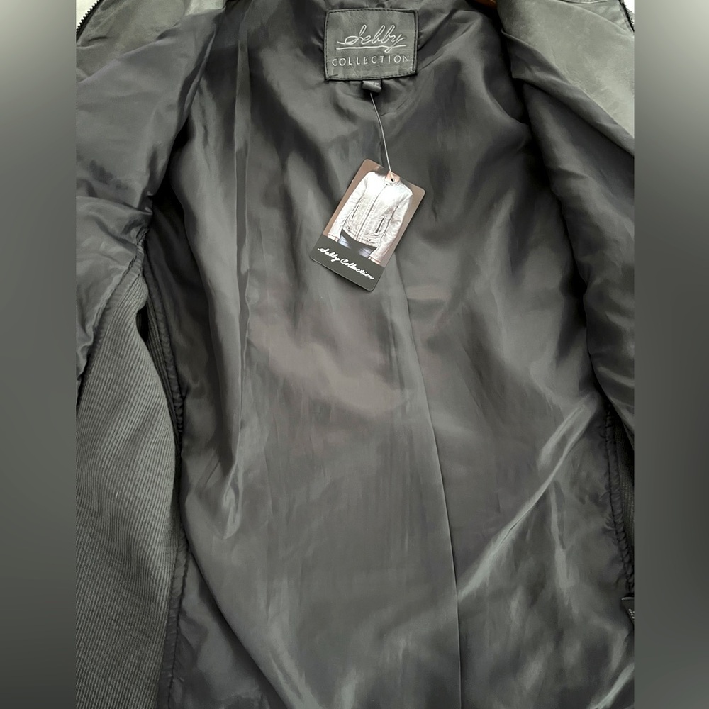 NWT Shelby Collection Grey Faux Leather Moto Jacket Medium - Picture 11 of 11
